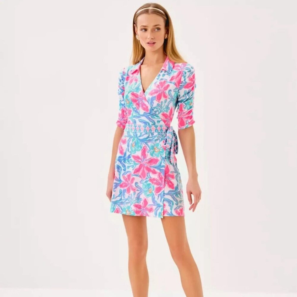 NWT Lilly Pulitzer Ibby Skirted Romper Beachside Haven Engineered Romper MEDIUM